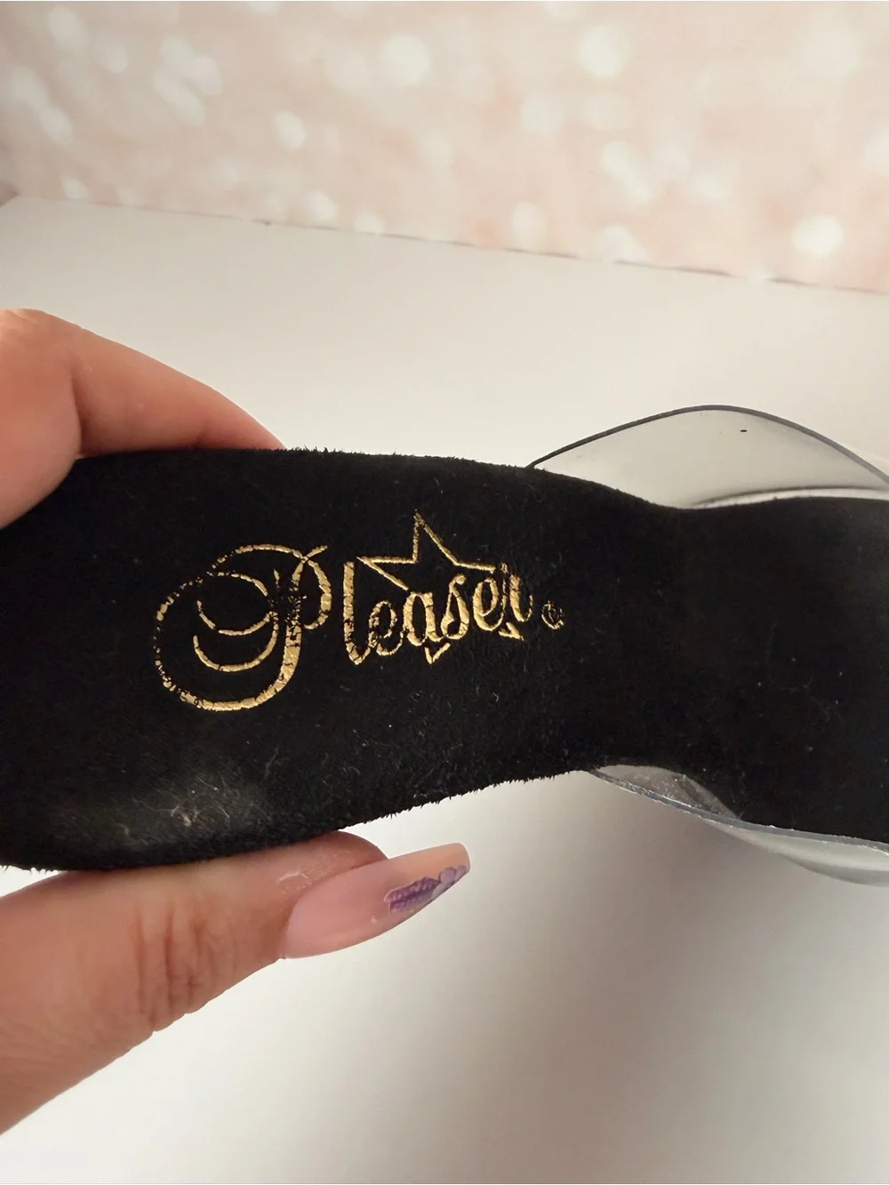 PLEASER Black Glitter Platform Heels Mules Sandals